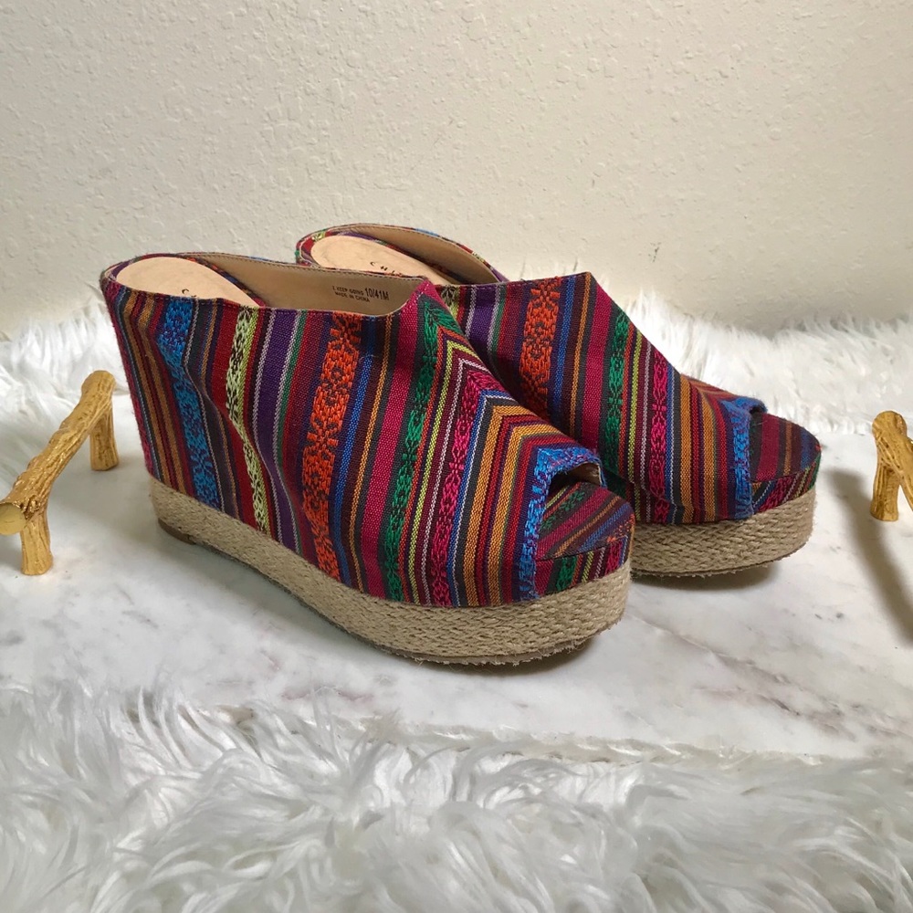 Chinese Laundry Boho Wedges - Multi Color✨Used